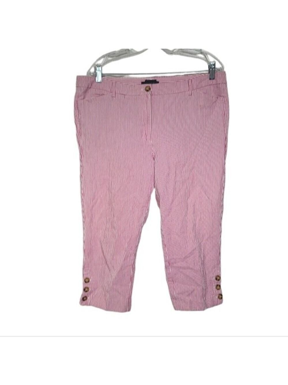 Talbots The Perfect Skimmer Seersucker Striped Capris 16